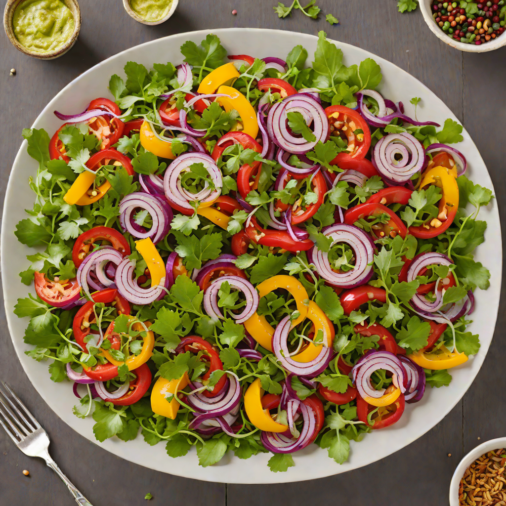 Grilled Red Onion and Bell Pepper Salad with Cilantro-Lemon Dressing