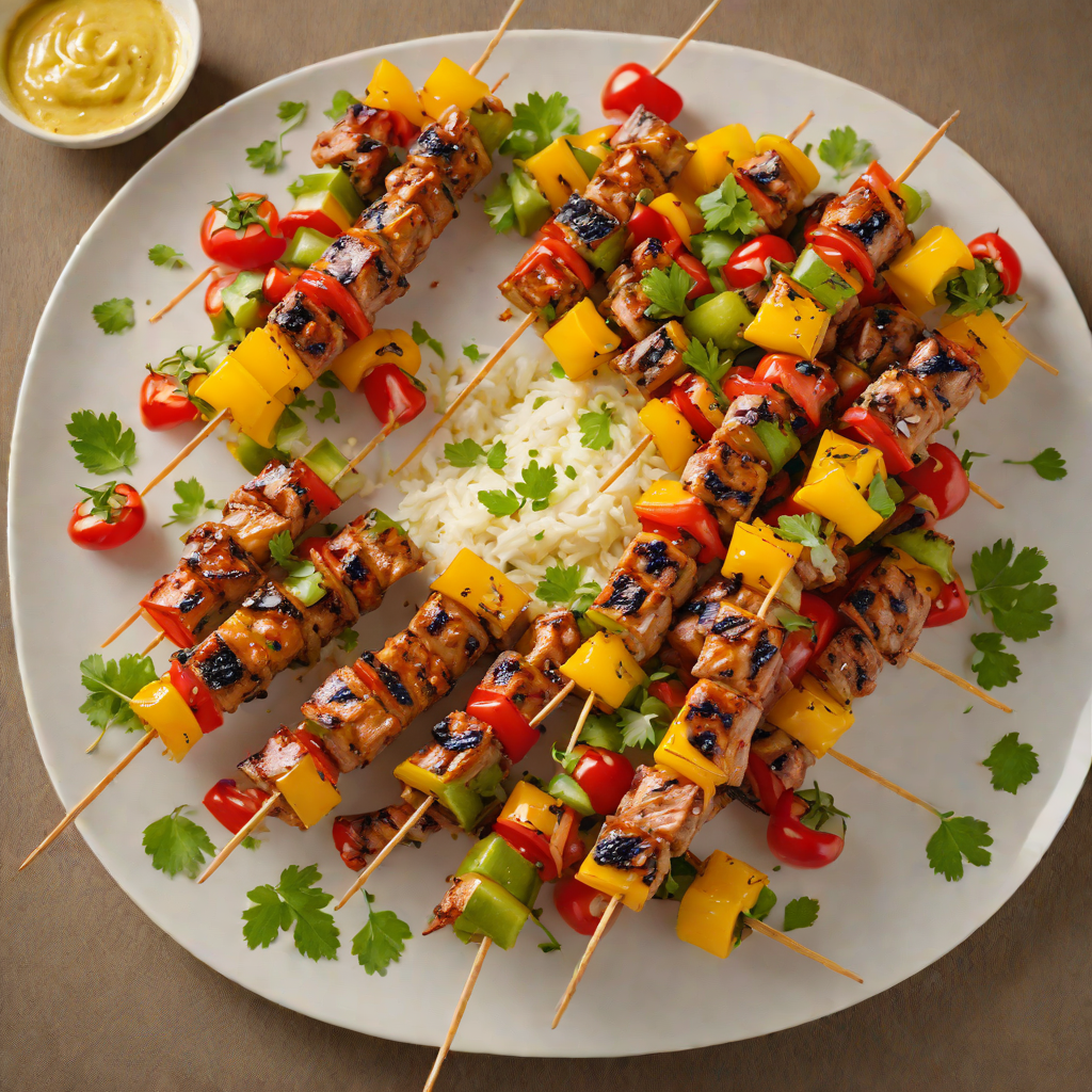 Honey-Mustard Glazed Grilled Pork Skewers with Bell Peppers