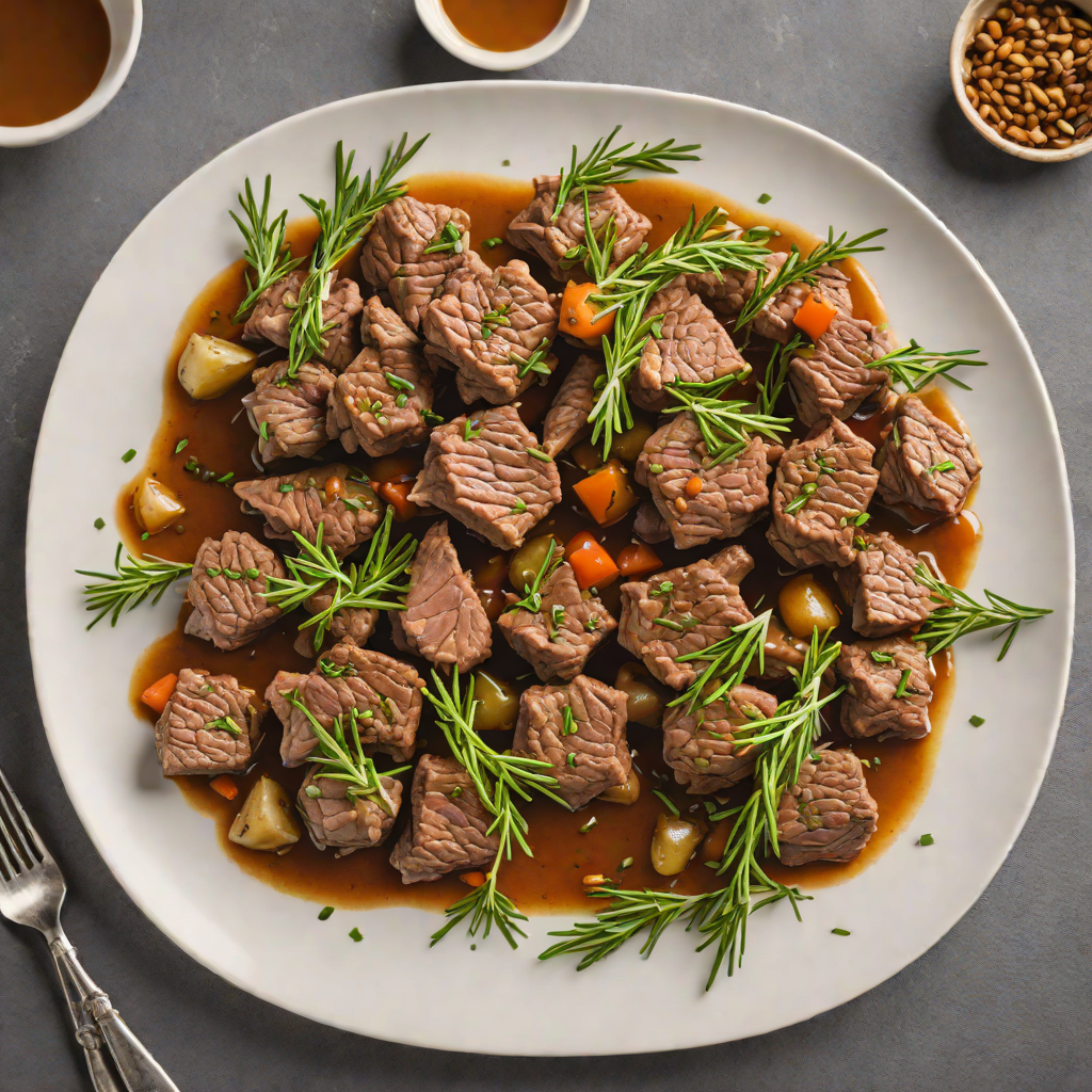 Slow-Cooked Lamb Tibs with Rosemary and Garlic