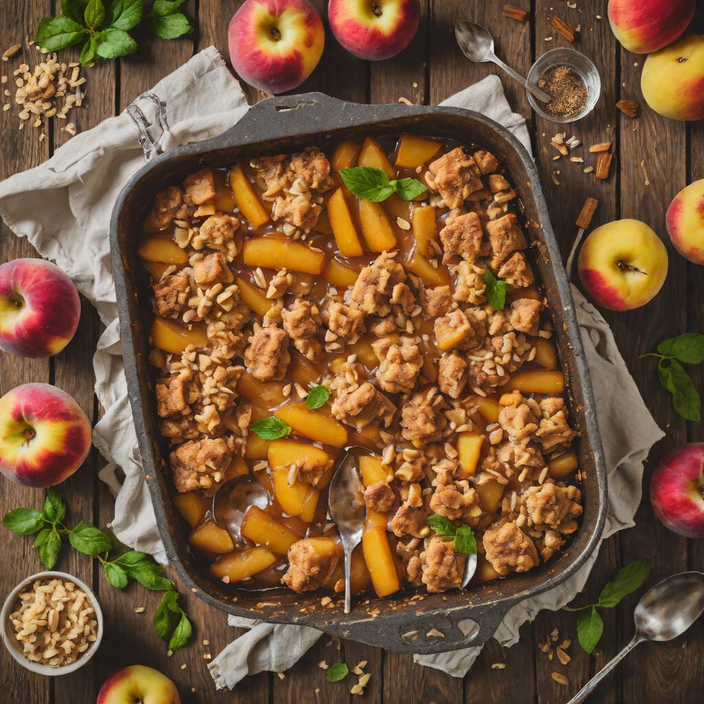 Whiskey-Soaked Peach Cobbler with Cinnamon Sugar Topping
