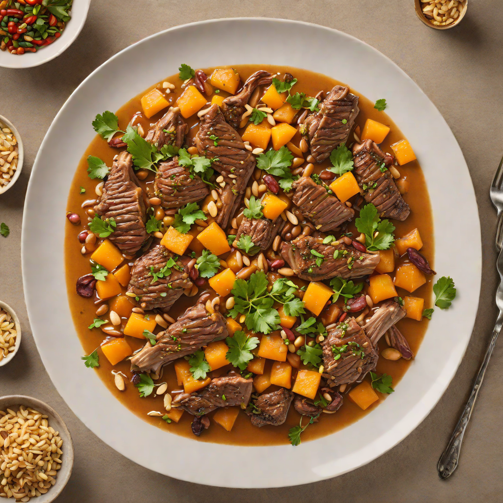 Roasted Lamb Tagine with Apricots and Almonds