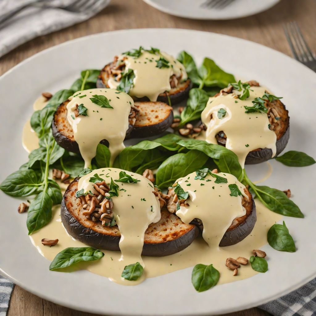 Cheese-Stuffed Portobello Mushrooms with Spinach and Cream Sauce