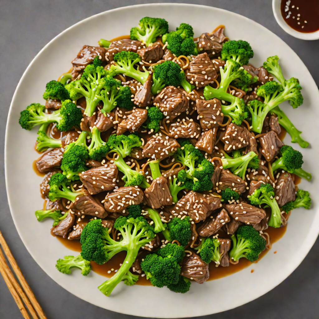 Stir-Fried Ginger Beef with Broccoli and Garlic Sauce