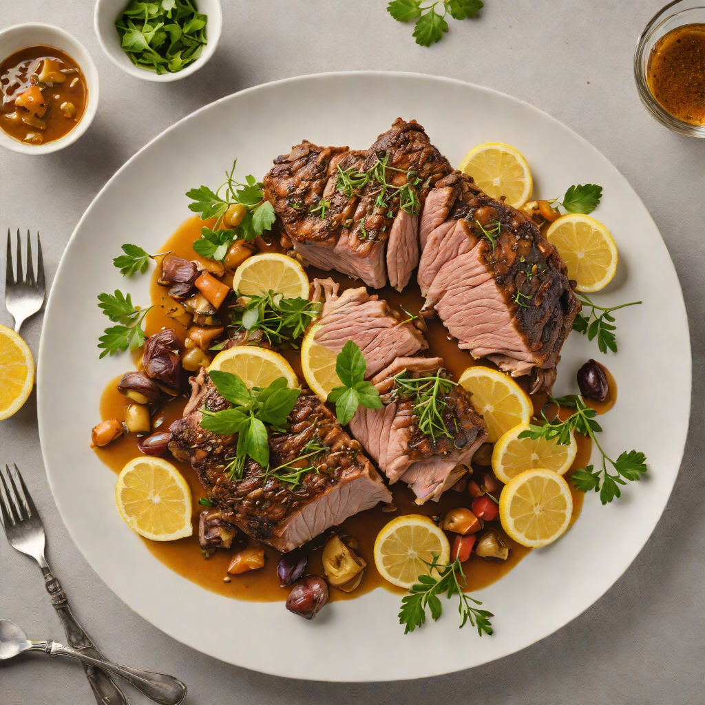 Slow-Roasted Mediterranean Lamb Shoulder with Herbs and Lemon