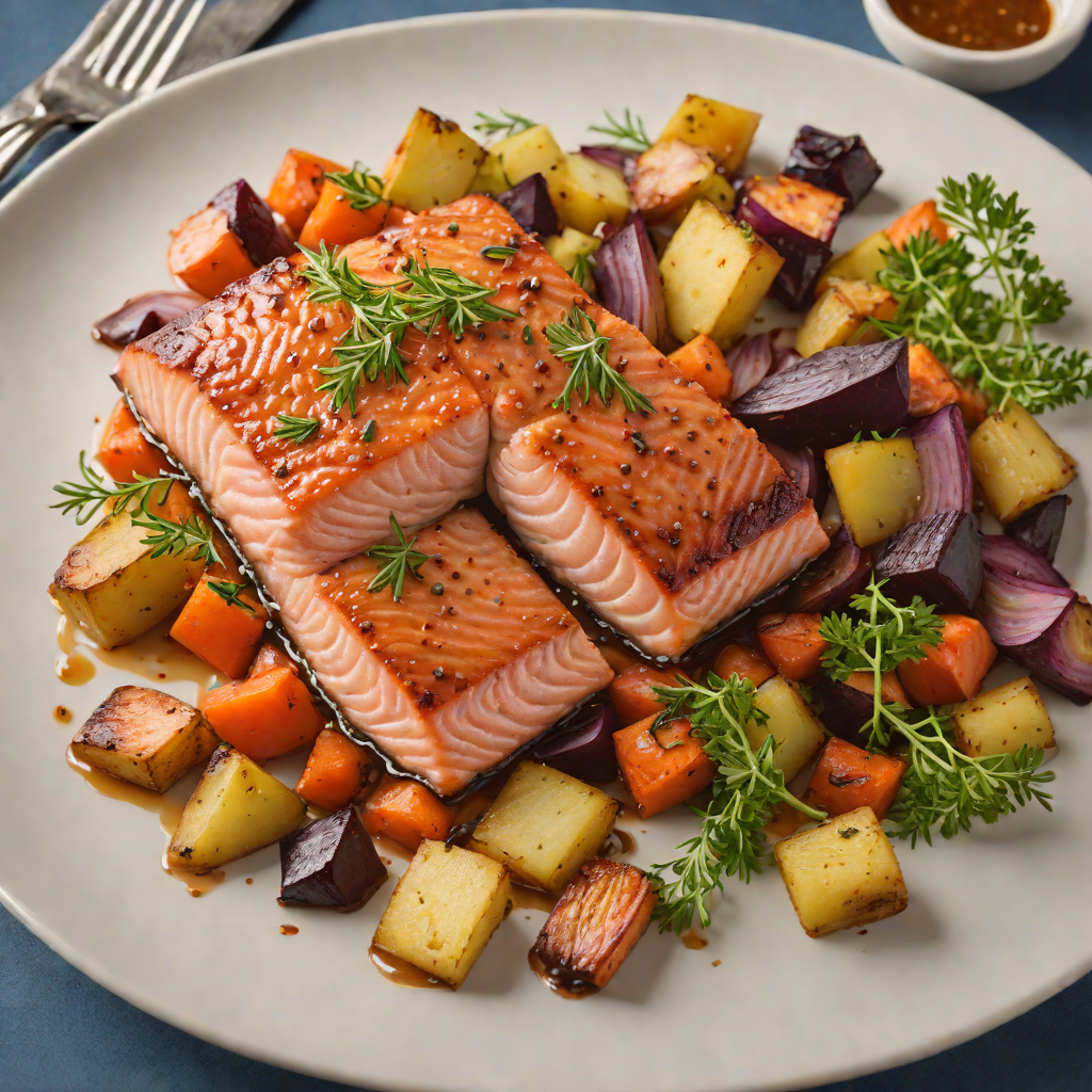 Baked Maple-Glazed Salmon with North End Roasted Root Vegetables