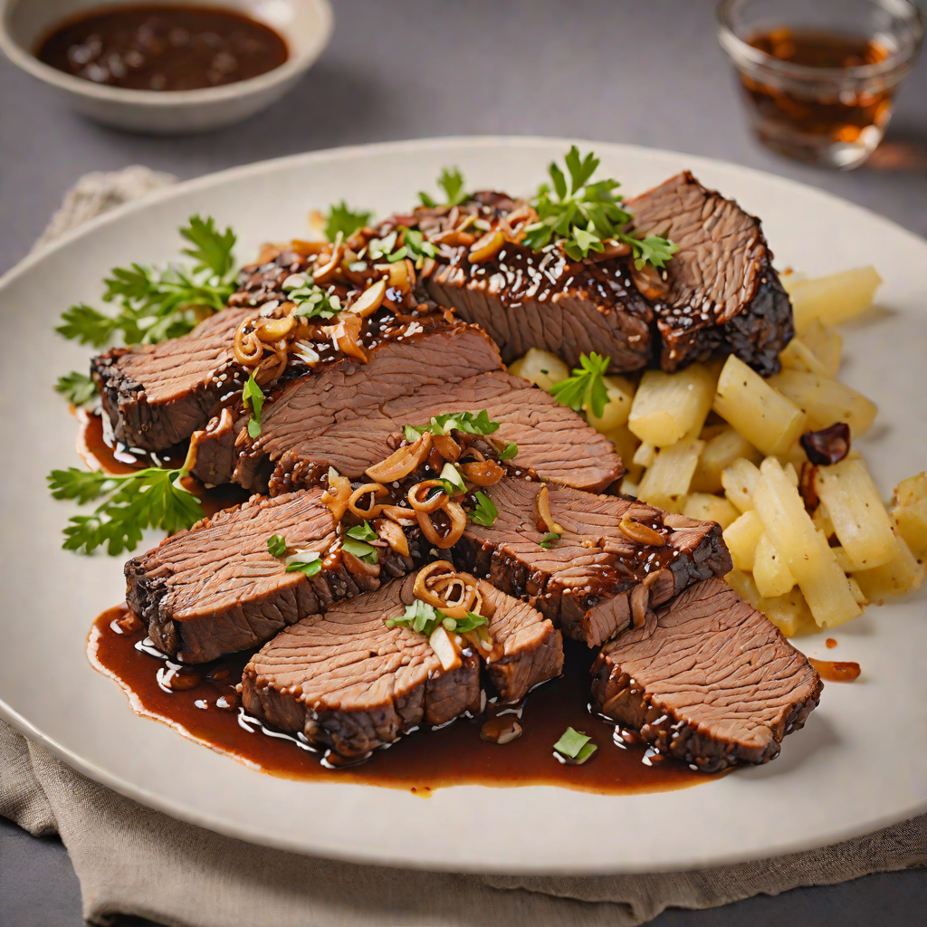 Smoked Whiskey-Braised Beef Brisket with Caramelized Onions