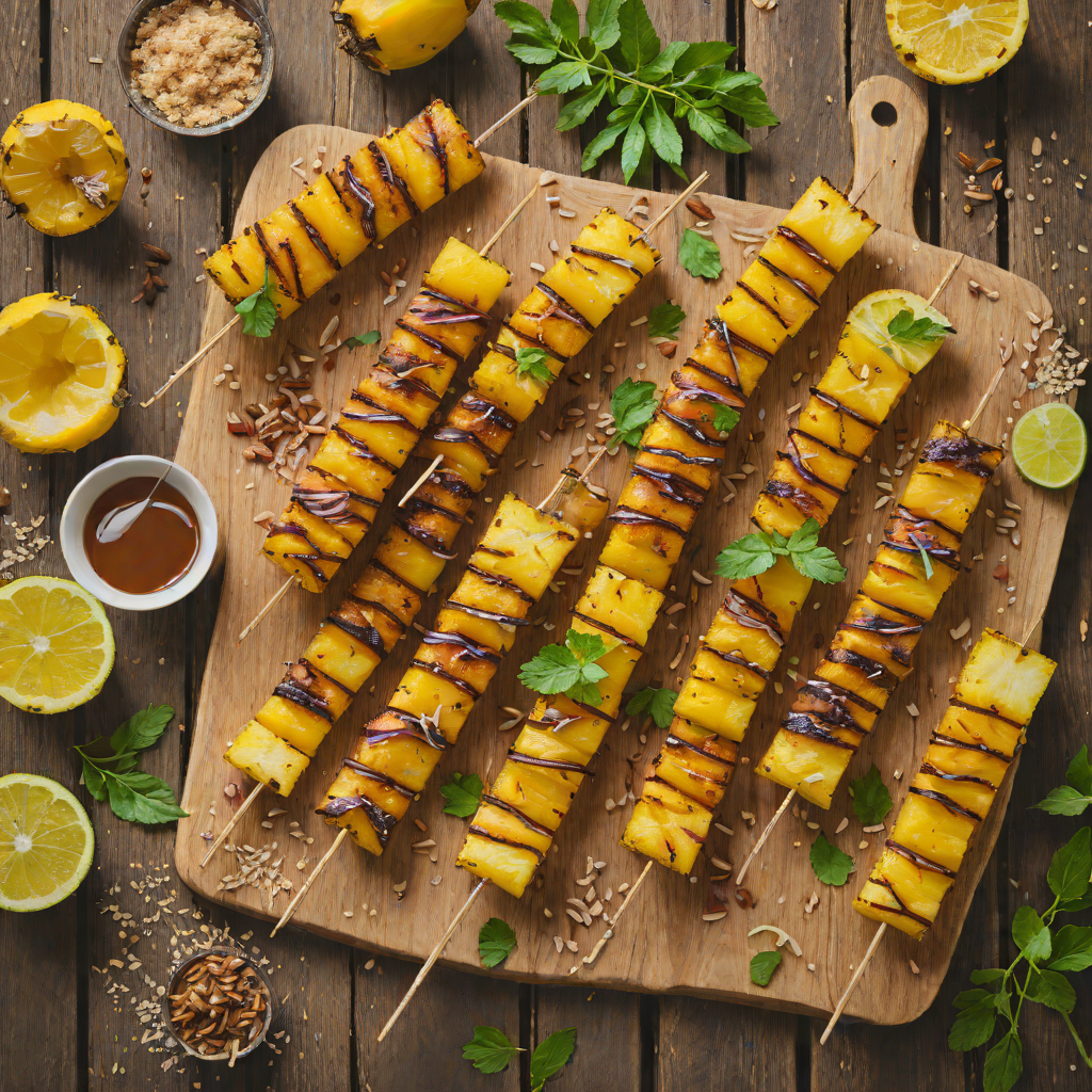 Rum-Glazed Grilled Pineapple Skewers with Cinnamon Sugar