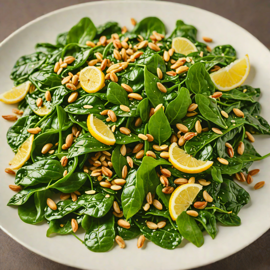 Sautéed Garlic and Lemon Spinach with Toasted Pine Nuts