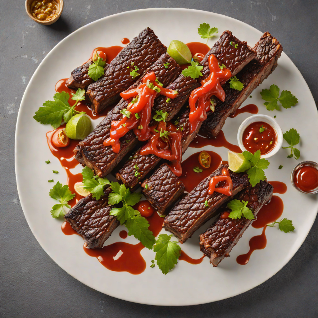 Smoked Wagyu Beef Ribs with Finger Lime and Bush Tomato BBQ Sauce