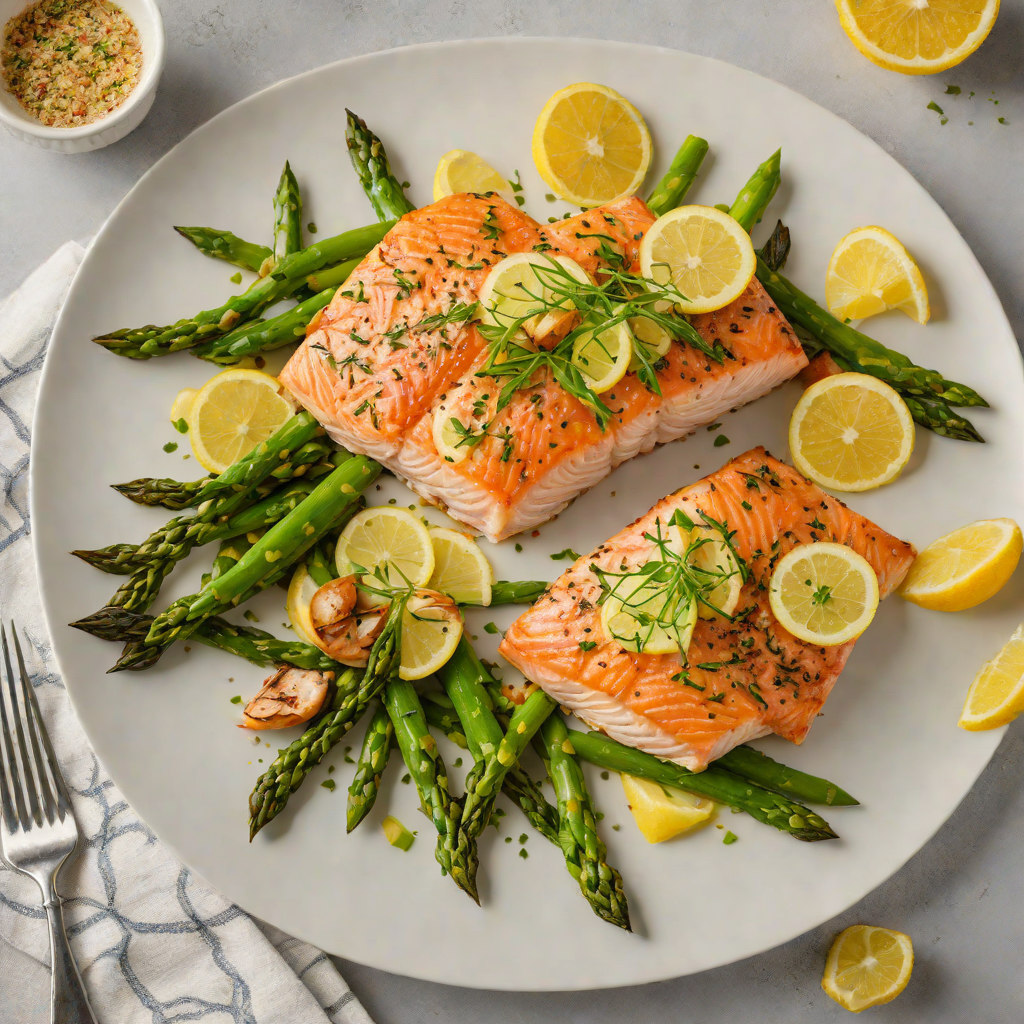 Garlic-Roasted Salmon with Lemon and Asparagus