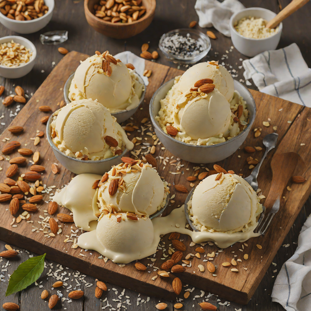 Snowy Mountain Vanilla Bean Ice Cream with Crushed Almonds