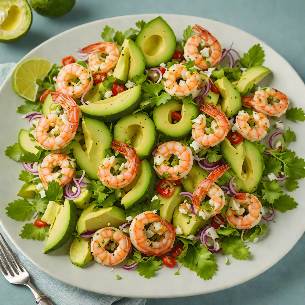 Garlic-Lime Shrimp and Avocado Salad with Cilantro Dressing