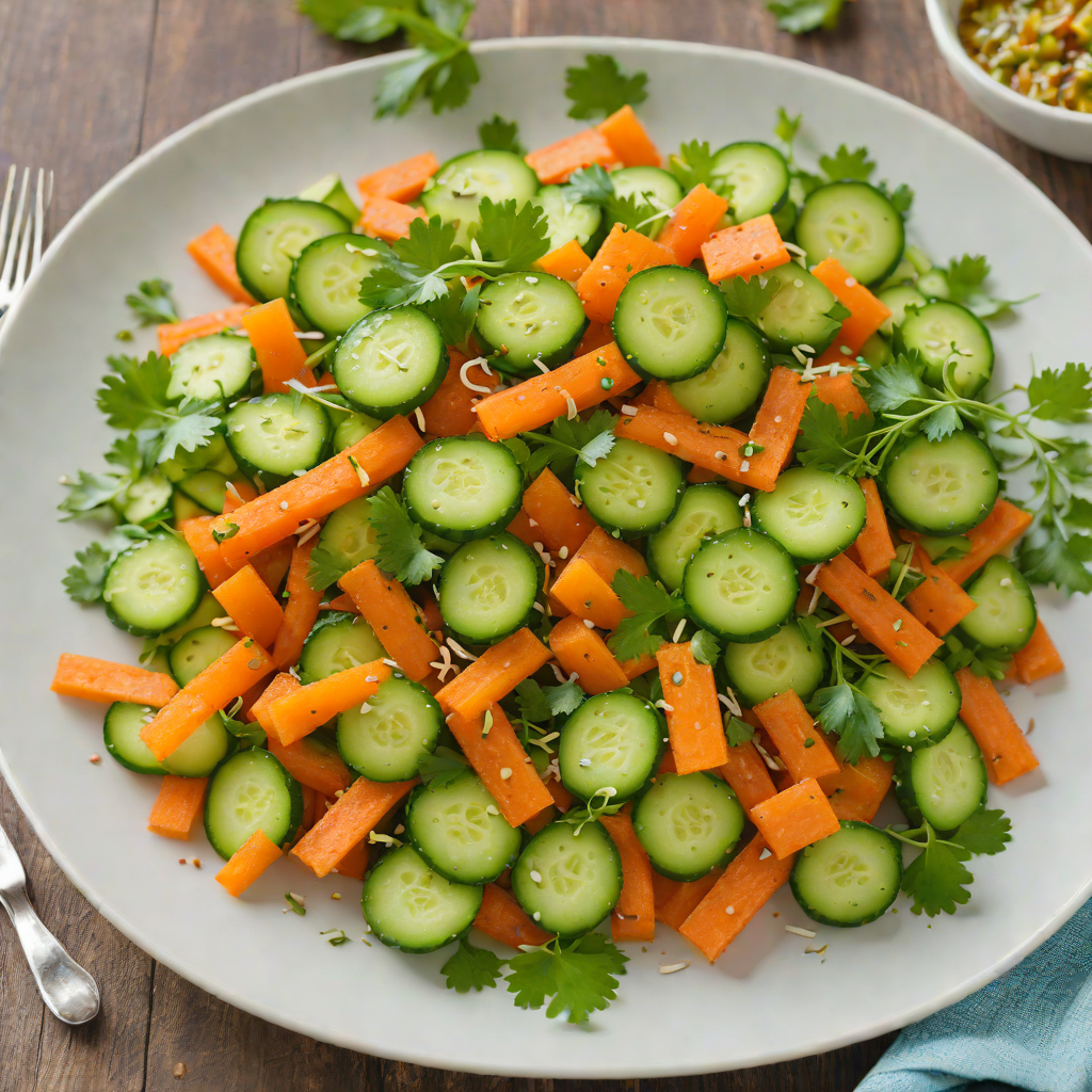 Spiced Carrot and Cucumber Salad with Cilantro Lime Dressing