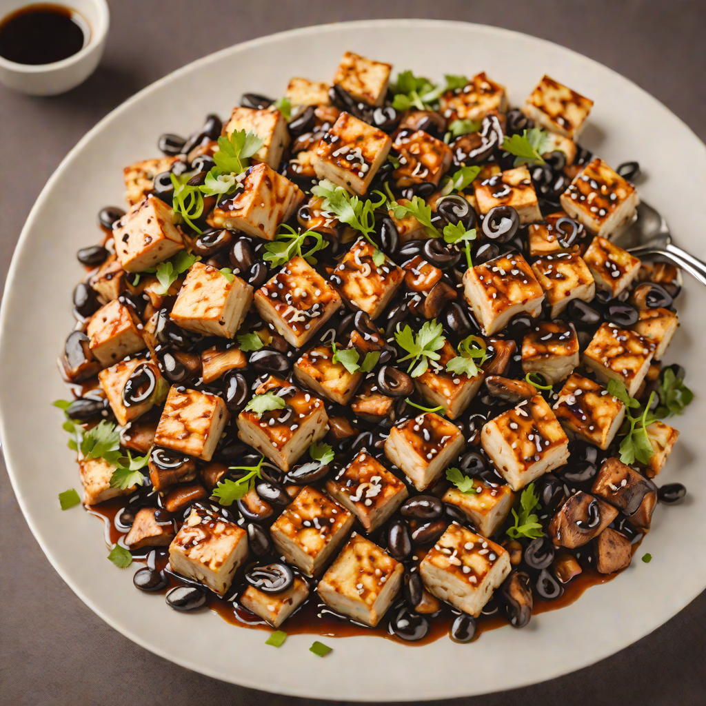 Stir-Fried Tofu and Shiitake Mushrooms in Black Bean Sauce