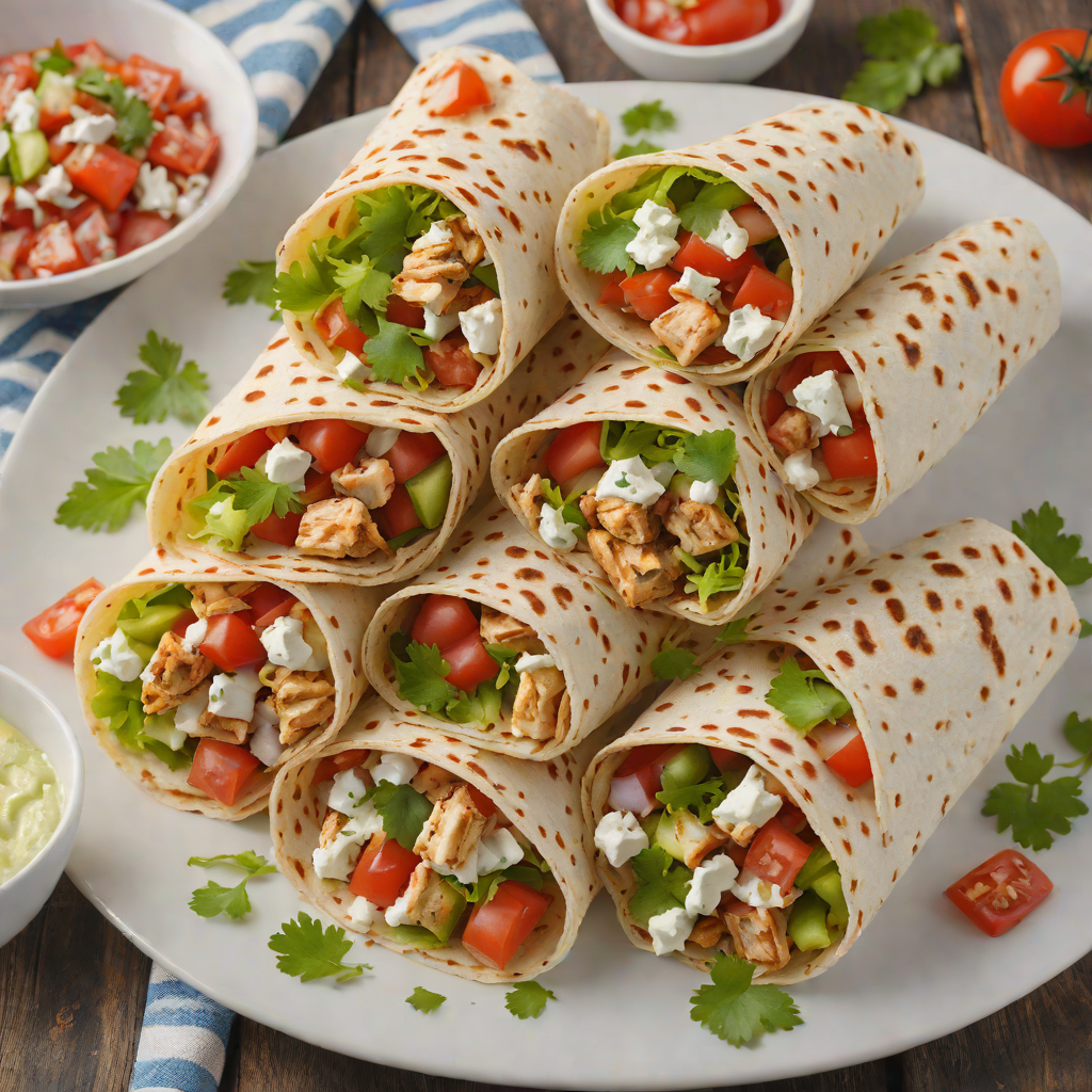 Chicken Souvlaki Pita Wraps with Tzatziki and Tomato