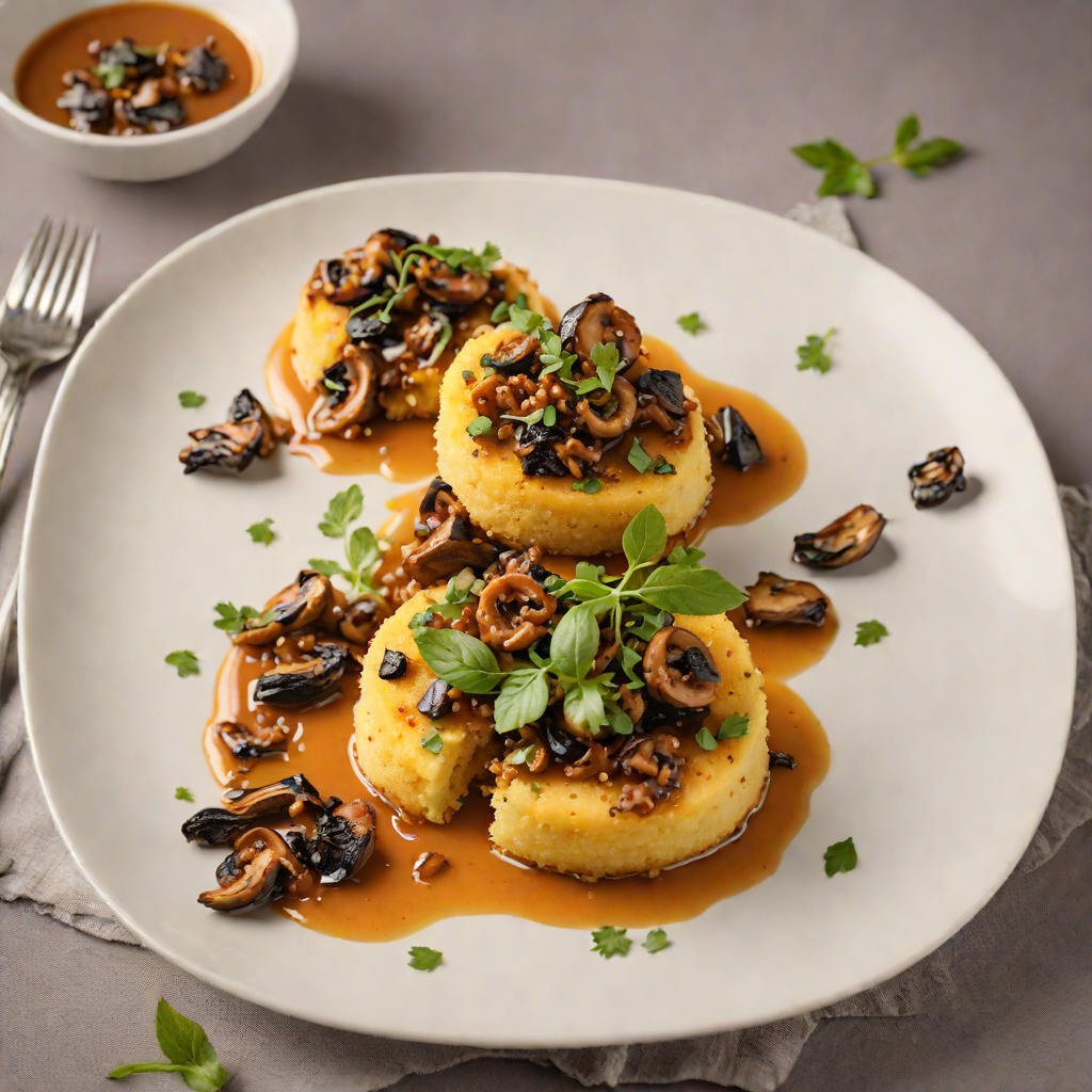 Italian Pan-Fried Polenta Cakes with Roasted Mushroom Ragù