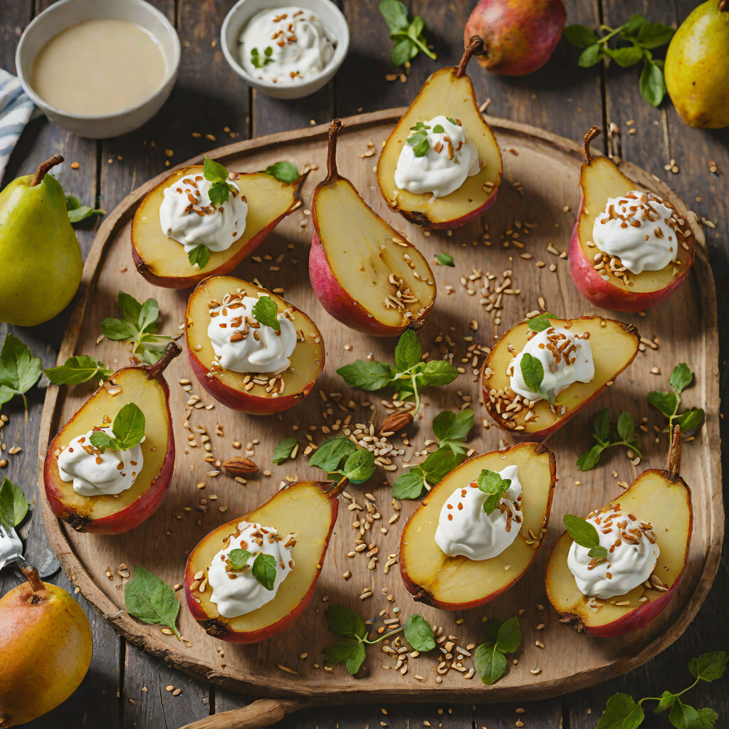 Honey-Sesame Roasted Pears with Greek Yogurt