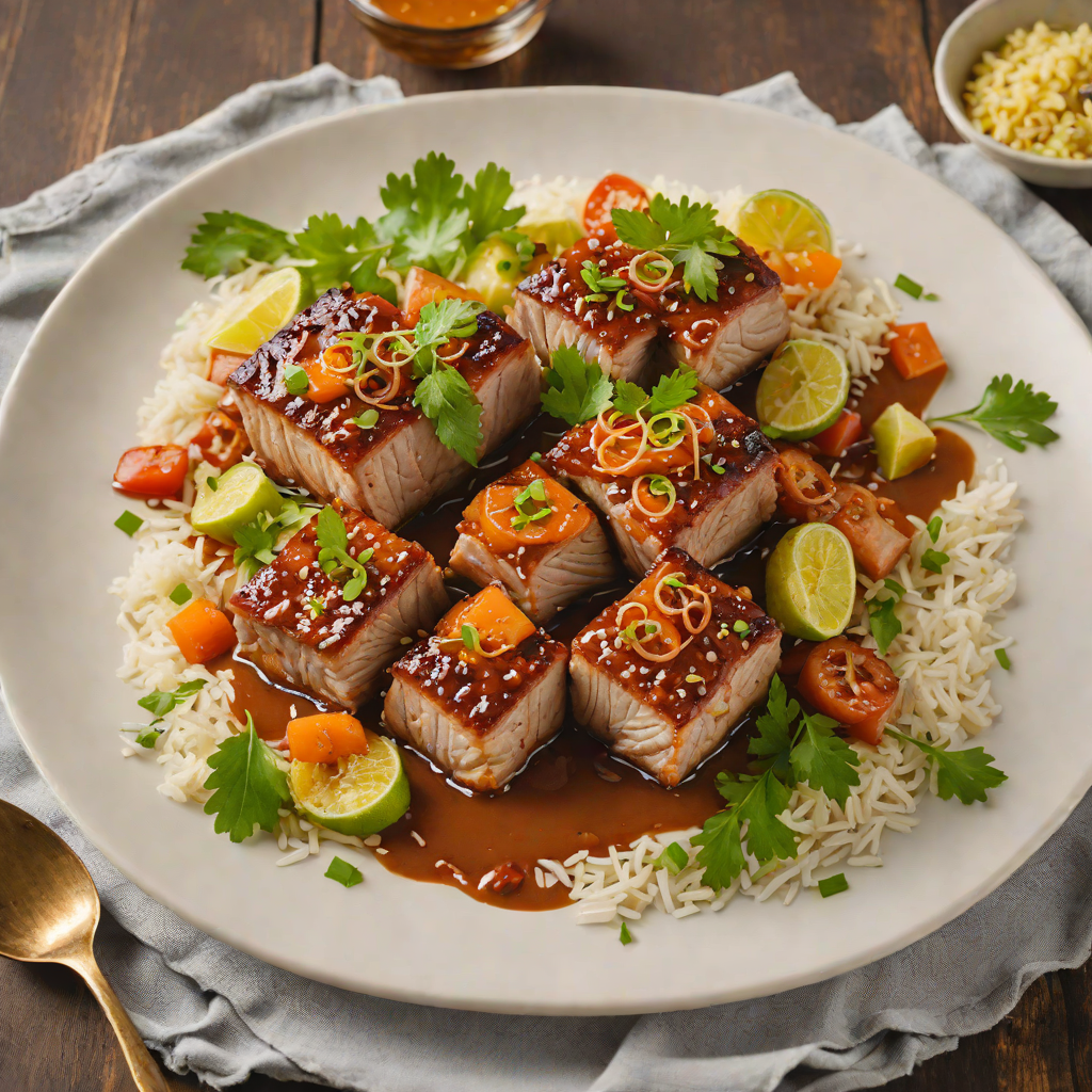 Coconut-Lemongrass Braised Pork Belly in Tiki Spice Sauce