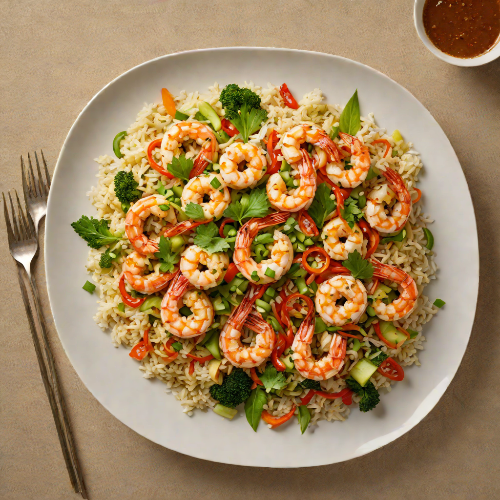 Shrimp Stir-Fry with Cauliflower Rice and Ginger-Sesame Sauce