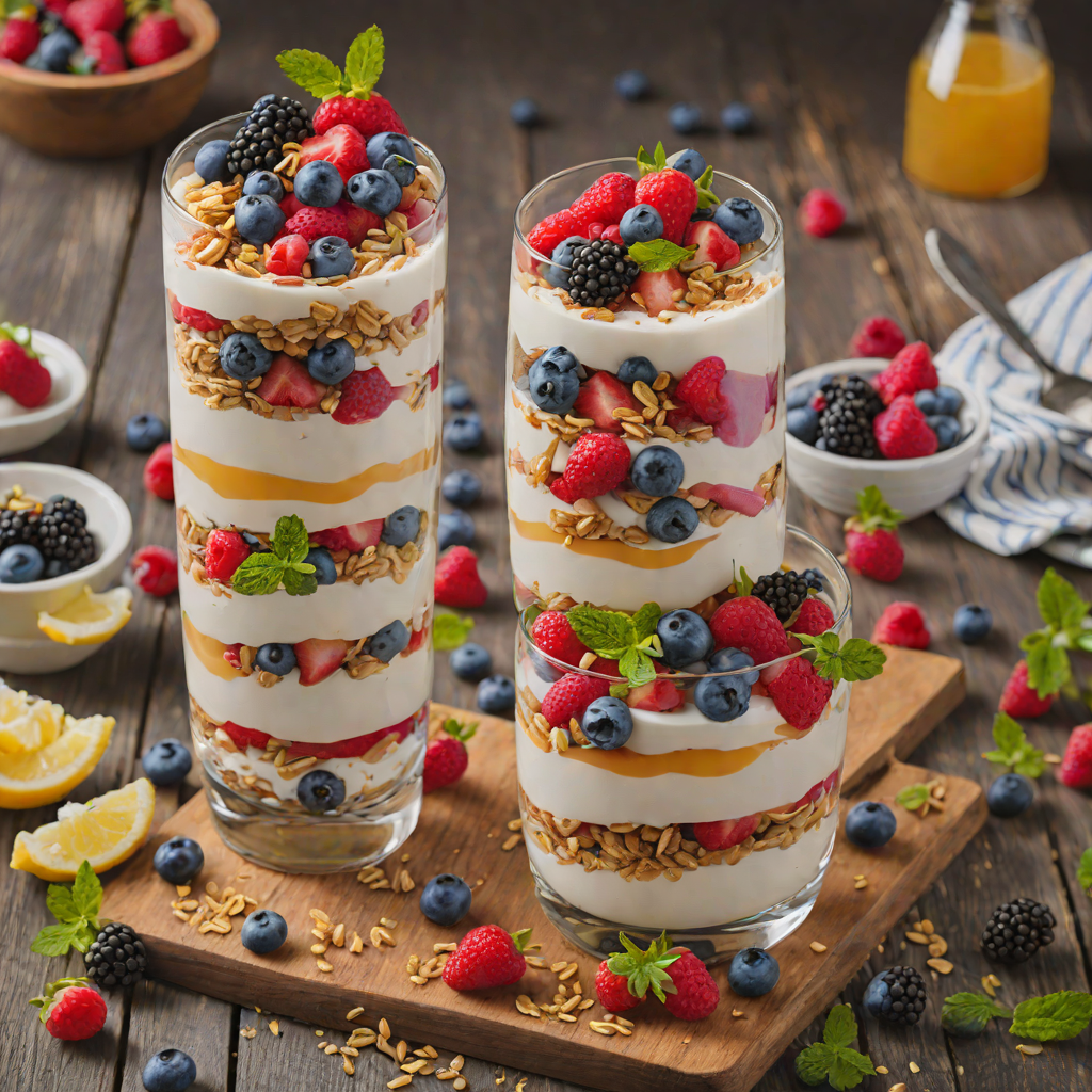 No-Bake Layered Greek Yogurt Parfait with Honey and Fresh Berries