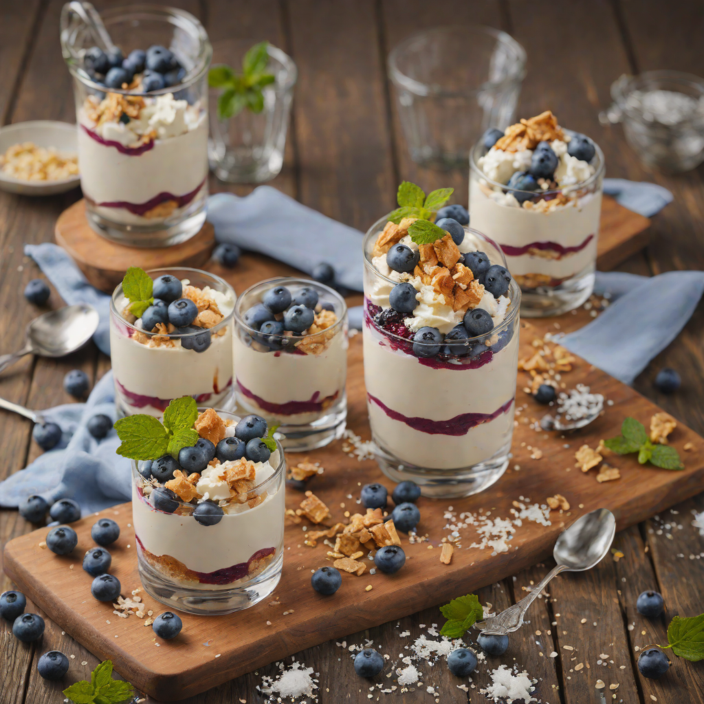Frozen-Inspired Snowy Blueberry Cheesecake Parfaits