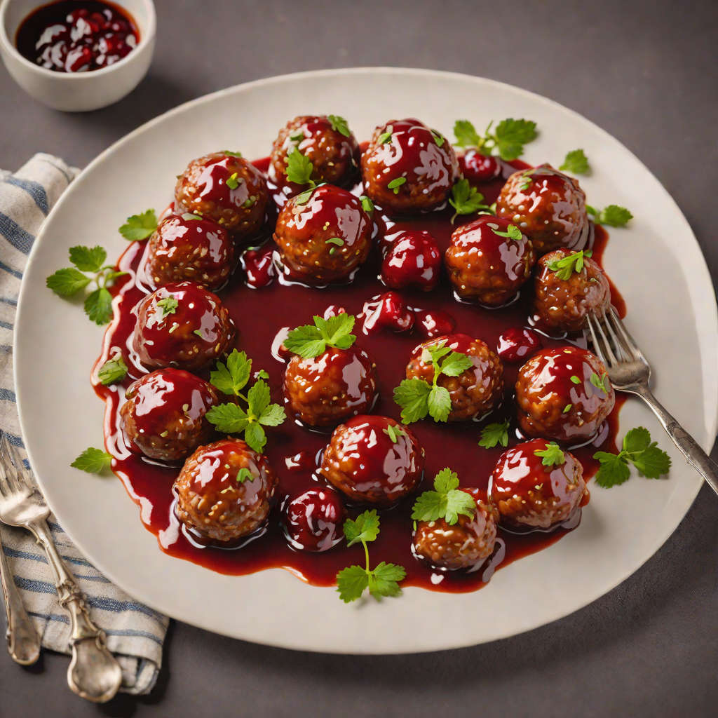 Spiced Nordic Meatballs with Lingonberry Glaze