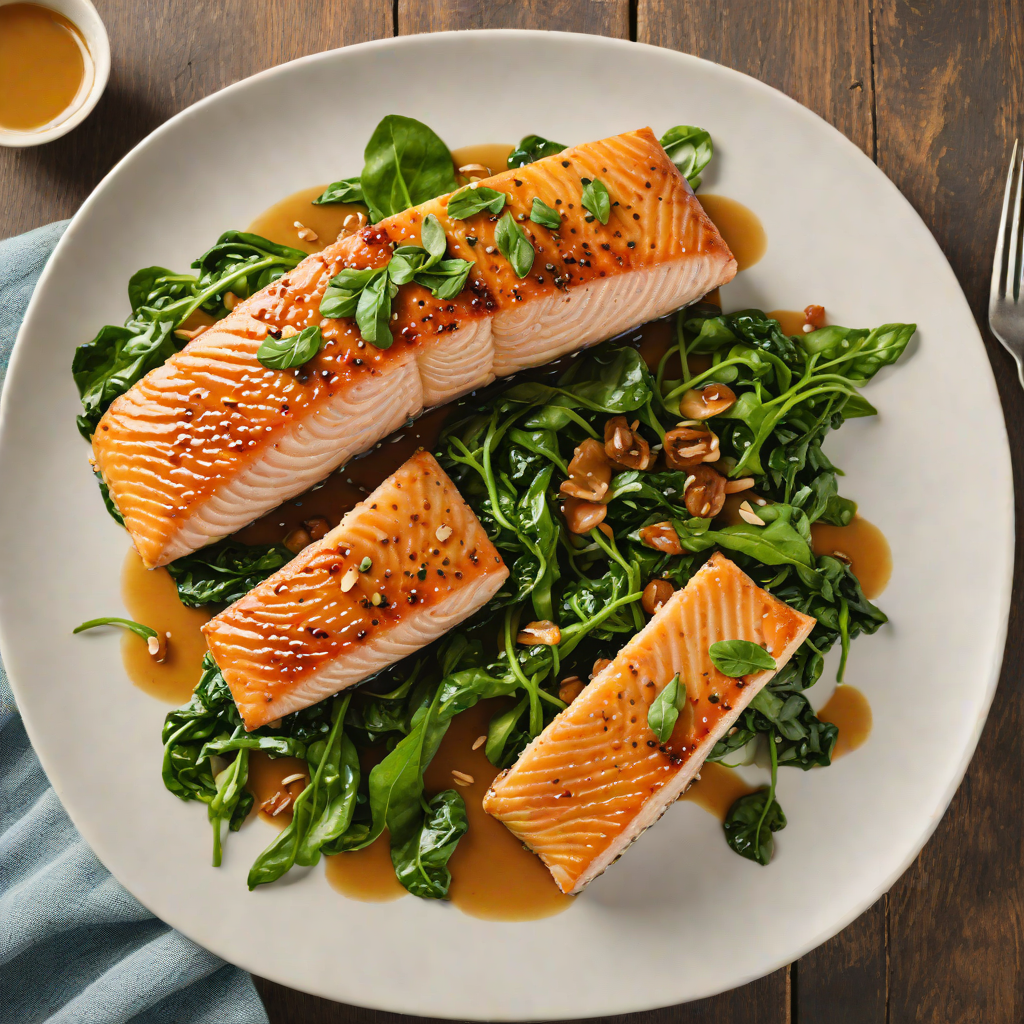 Pan-Seared Miso-Glazed Salmon with Wilted Spinach
