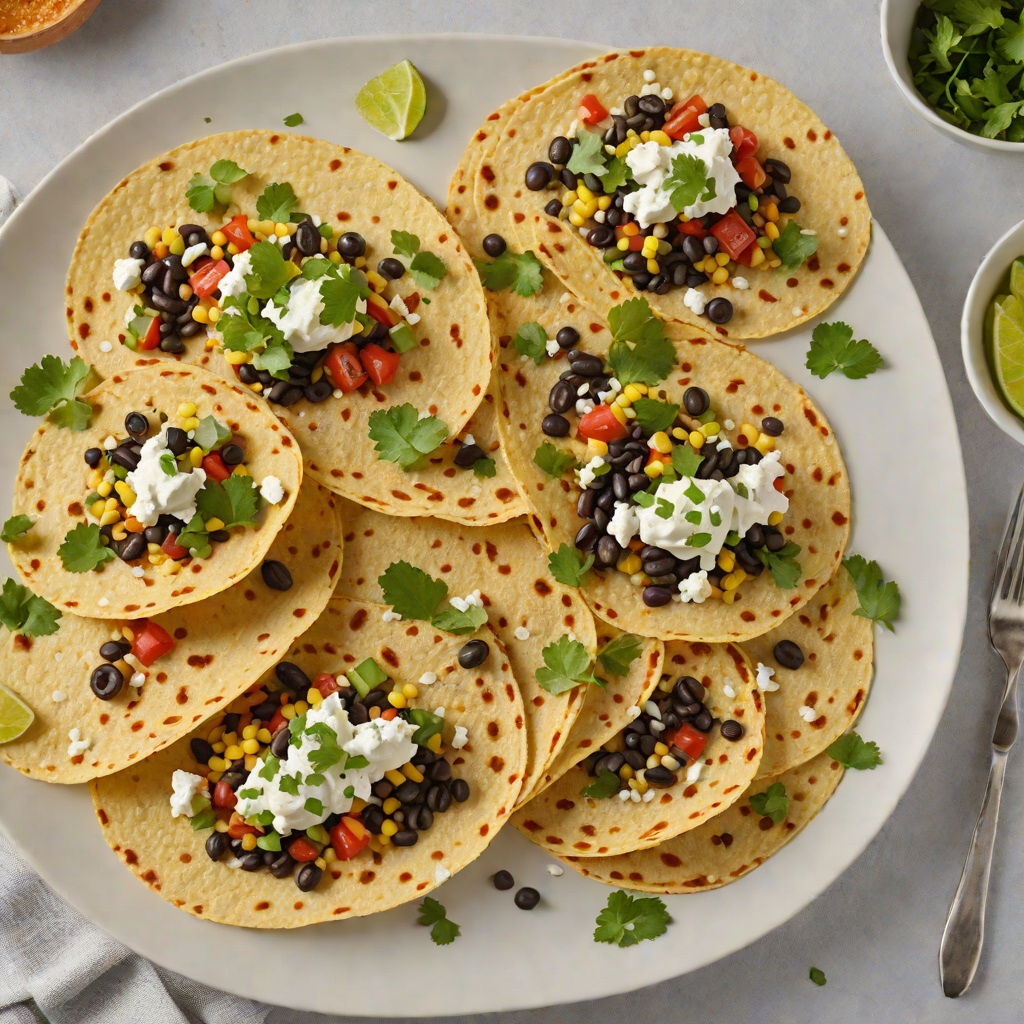 Pan-Fried Corn Tortillas with Refried Black Beans and Queso Fresco