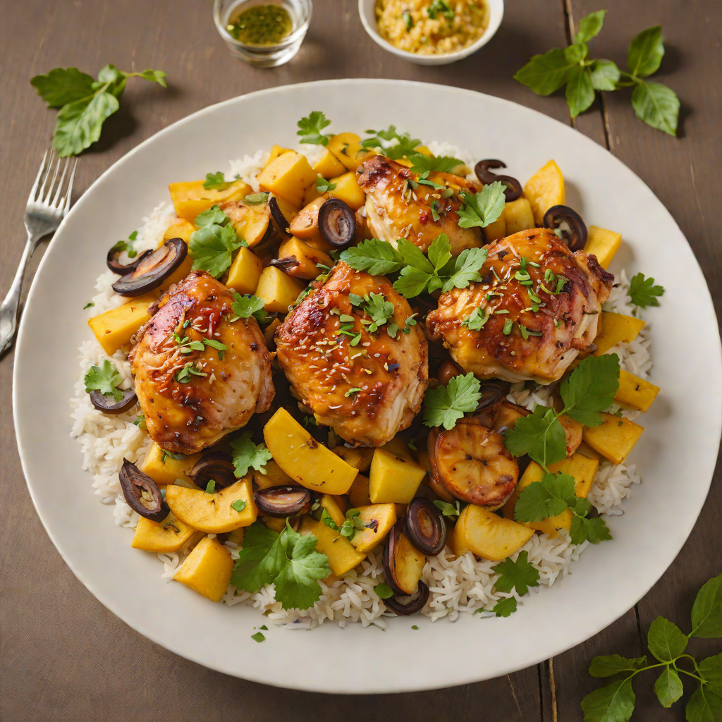 Caribbean Coconut Braised Chicken with Plantains