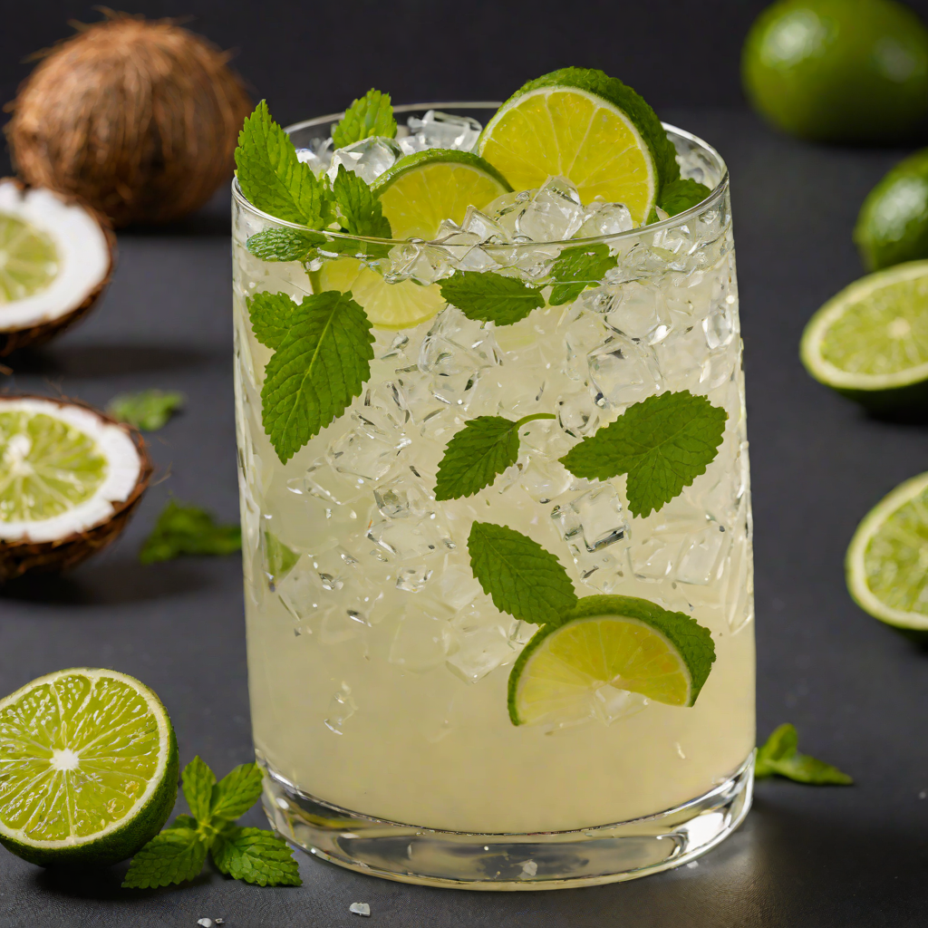 Coconut Water Highball with Fresh Lime and Mint