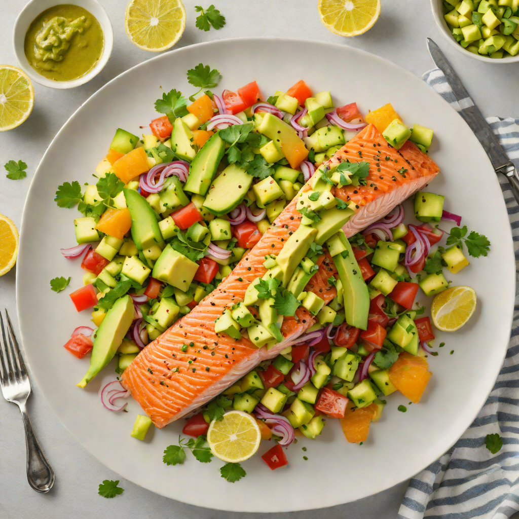 Oven-Roasted Salmon with Avocado Salsa and Citrus Dressing