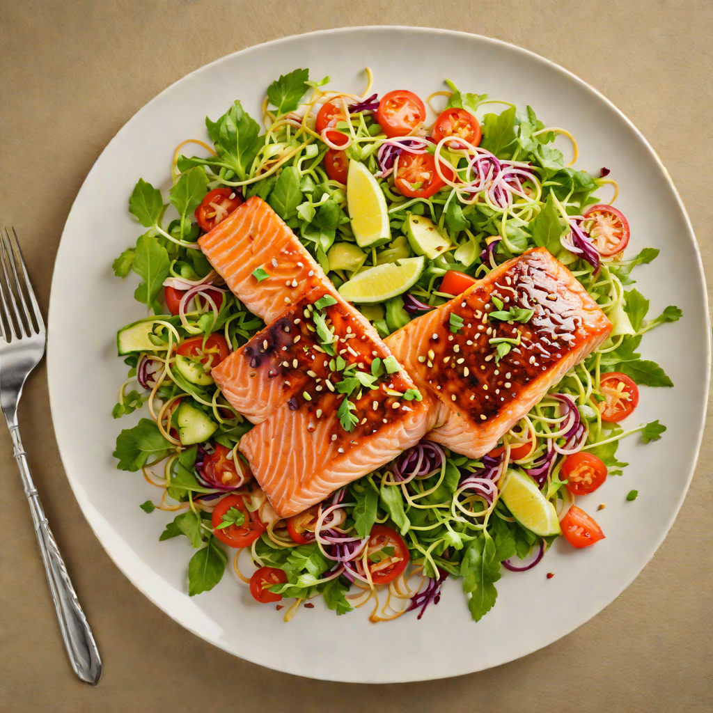 Pan-Seared Salmon with Honey Soy Glaze and Ginger Scallion Salad