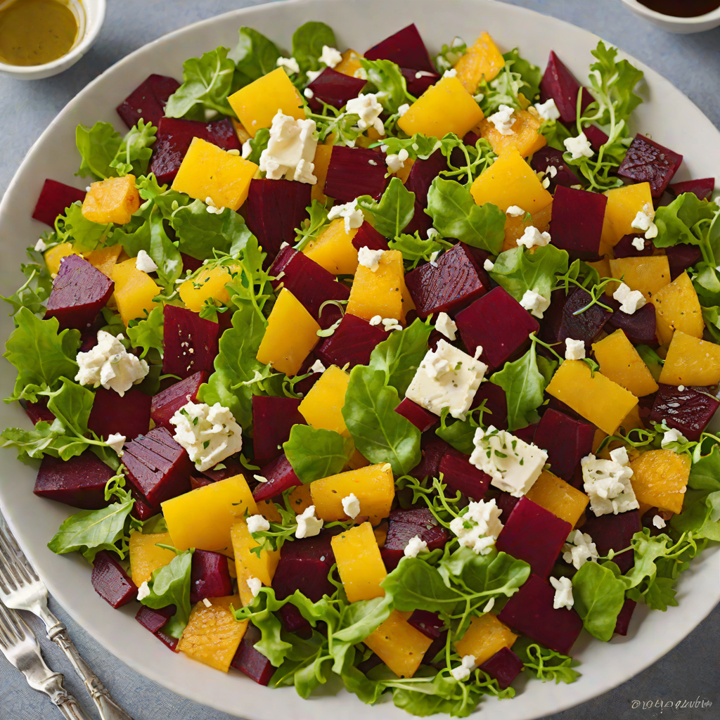 Layered Cosmic Beet and Goat Cheese Salad with Citrus Vinaigrette