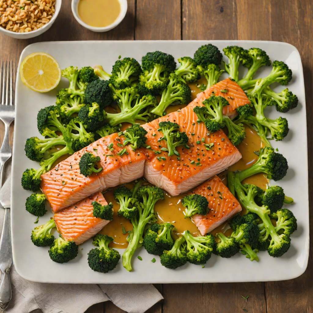 Sheet Pan Mustard-Glazed Salmon with Roasted Broccoli