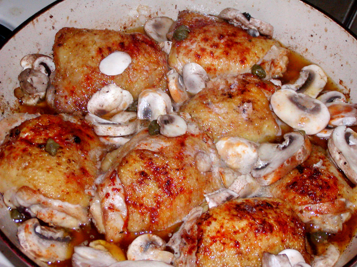 Lemon-Caper Butter Crispy Chicken Thighs