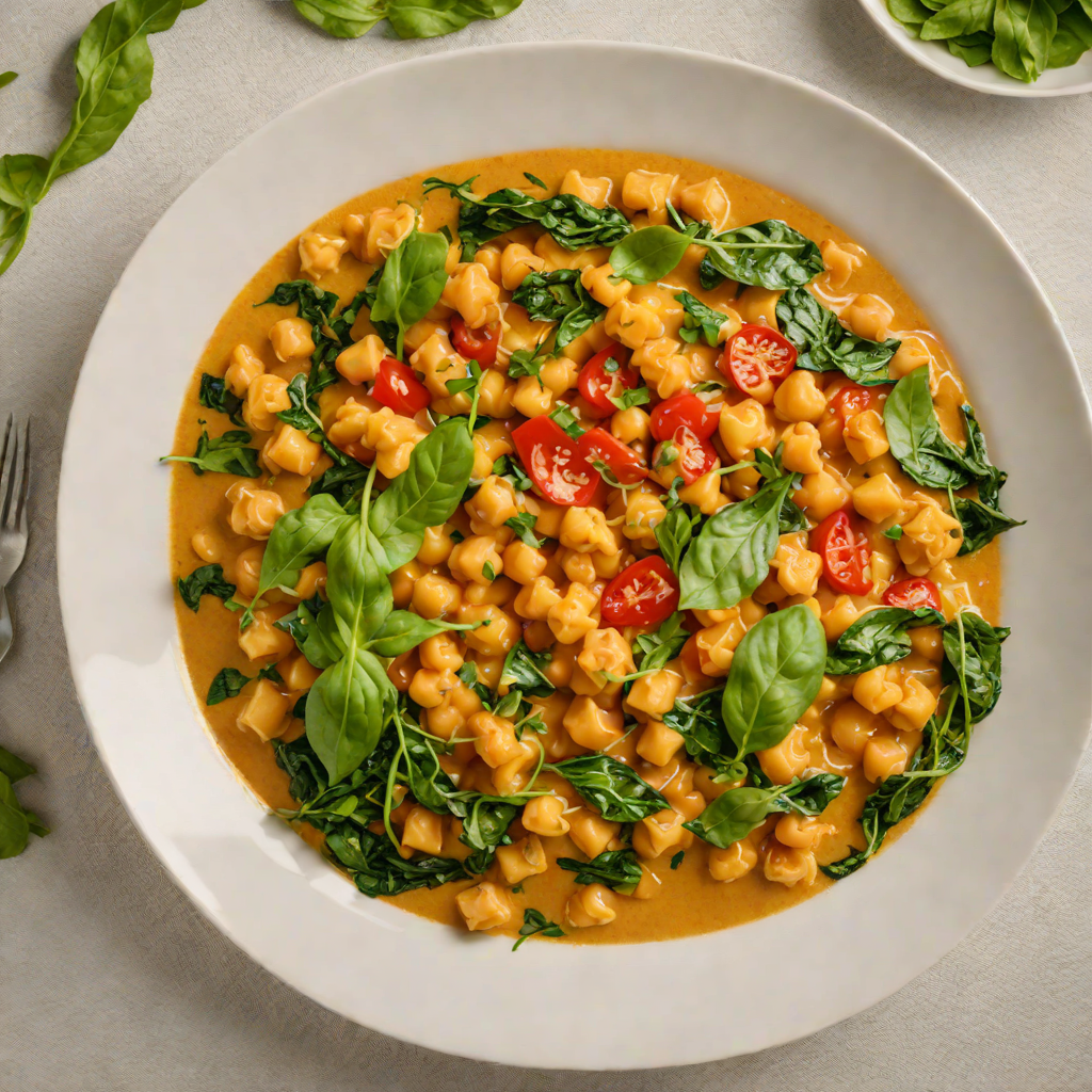 Light Coconut Chickpea Curry with Spinach and Tomatoes