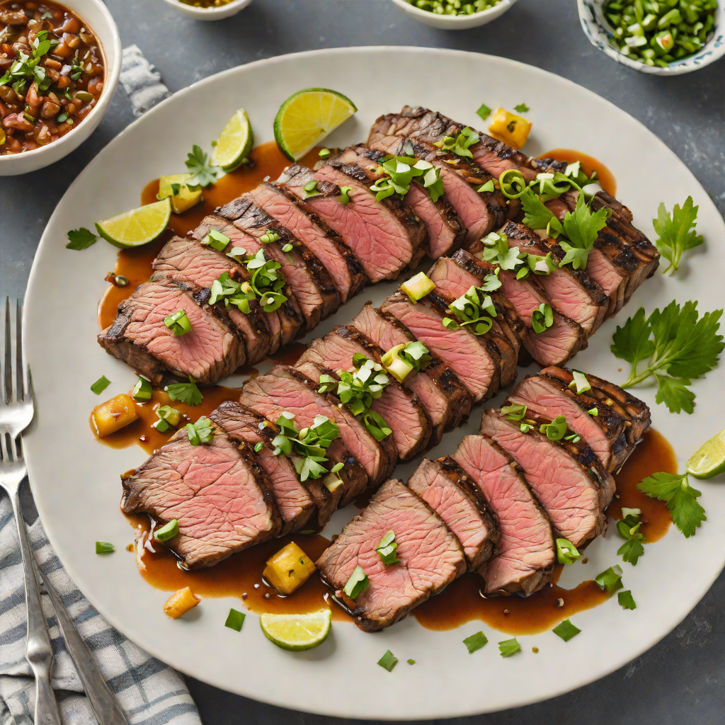 Grilled Herb-Marinated Flank Steak with Charred Scallion Salsa
