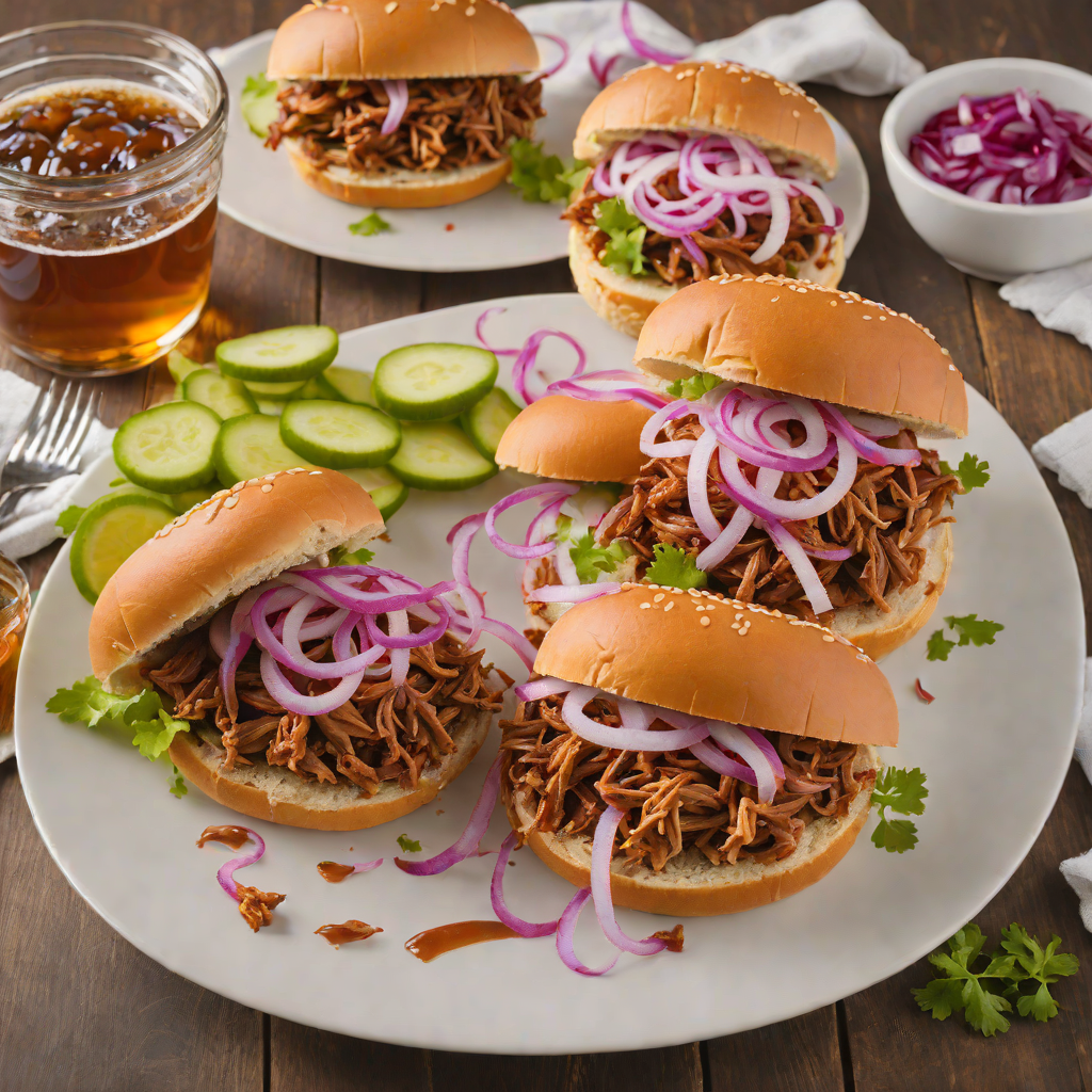 Honey Whiskey BBQ Pulled Pork Sandwiches with Pickled Red Onion