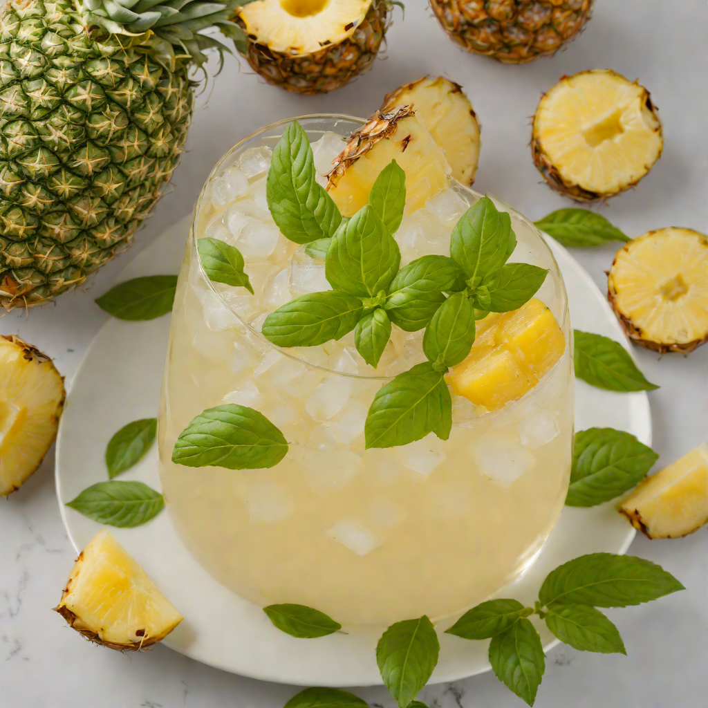 Pineapple-Coconut Rum Cooler with Fresh Basil