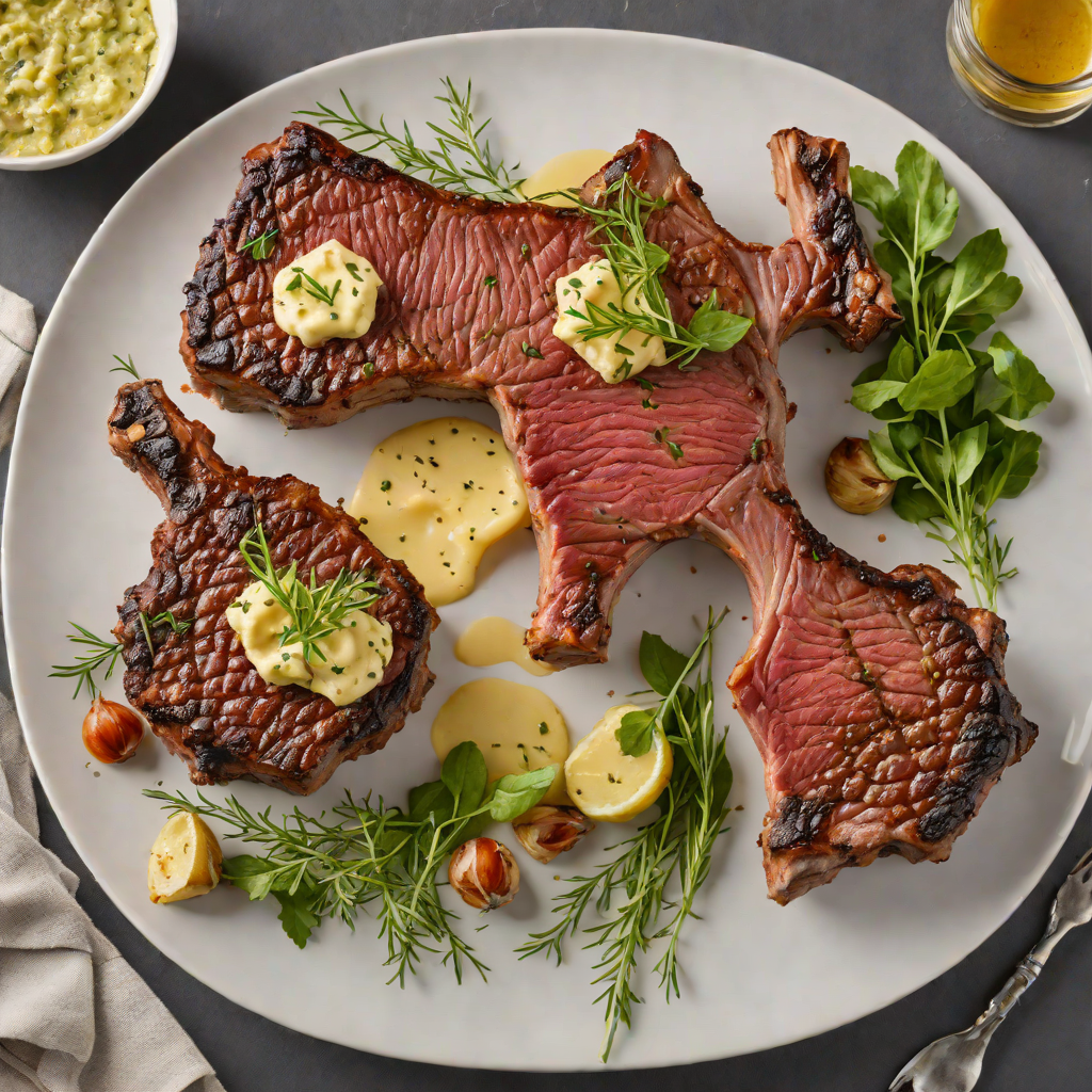 Grilled Tomahawk Ribeye with Charred Garlic Herb Butter