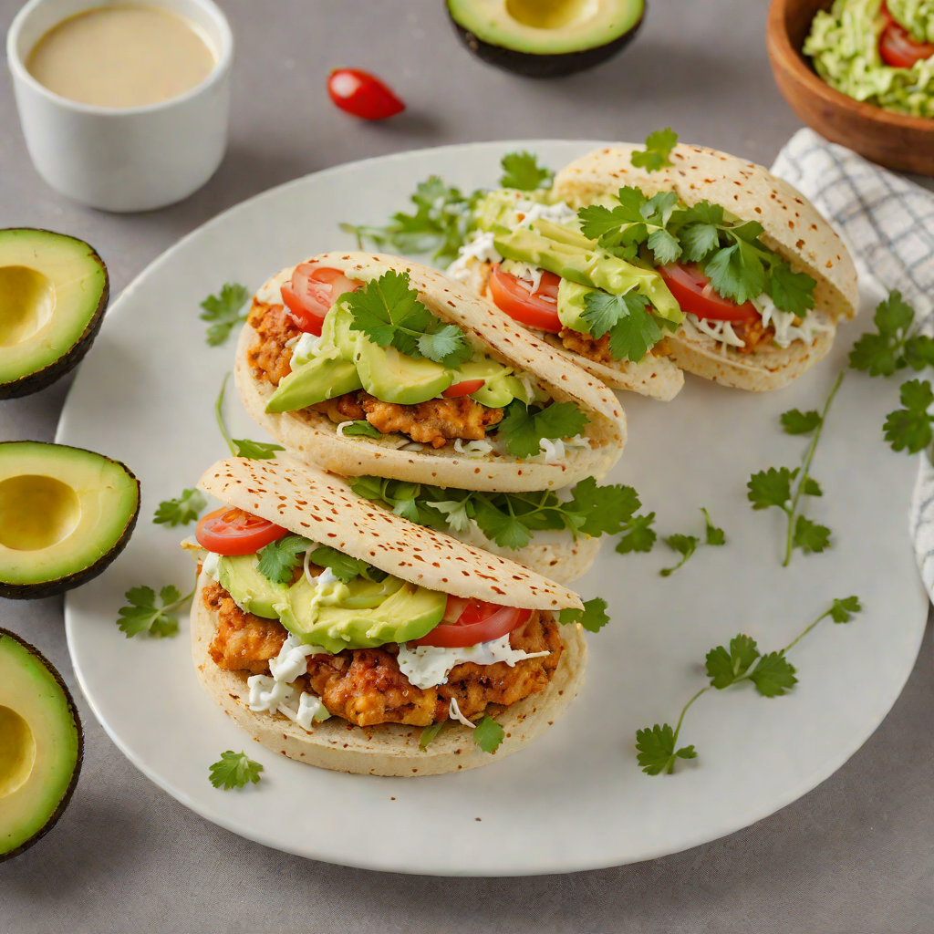 Chicken Arepa Sandwich with Avocado and Cilantro Mayo