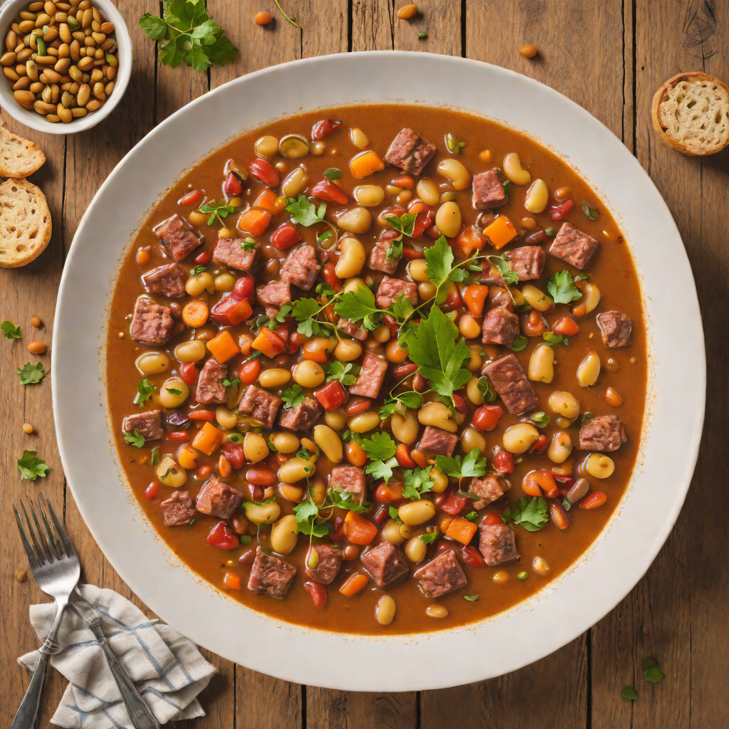 Rustic Mixed Bean and Sausage Stew with Regional Spices