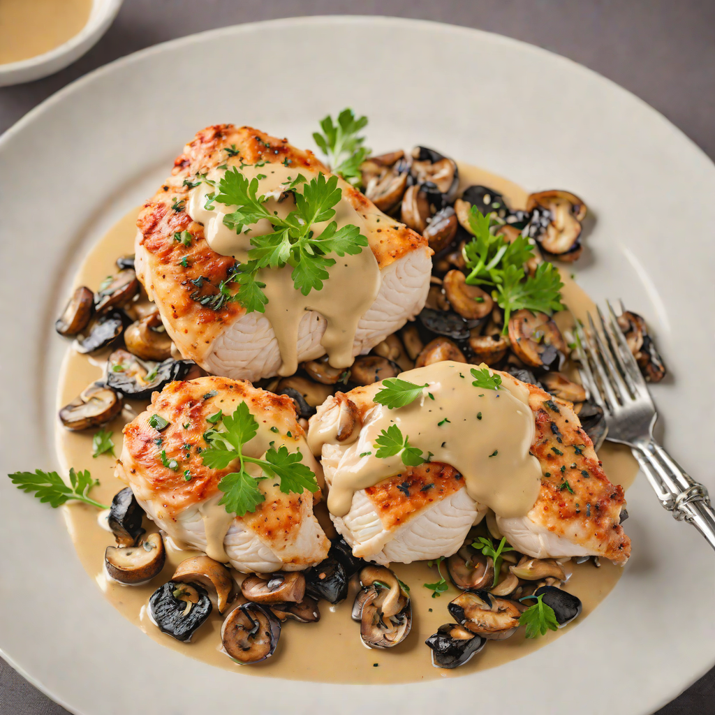 Pan-Seared Chicken with Dijon Cream Sauce and Sautéed Mushrooms