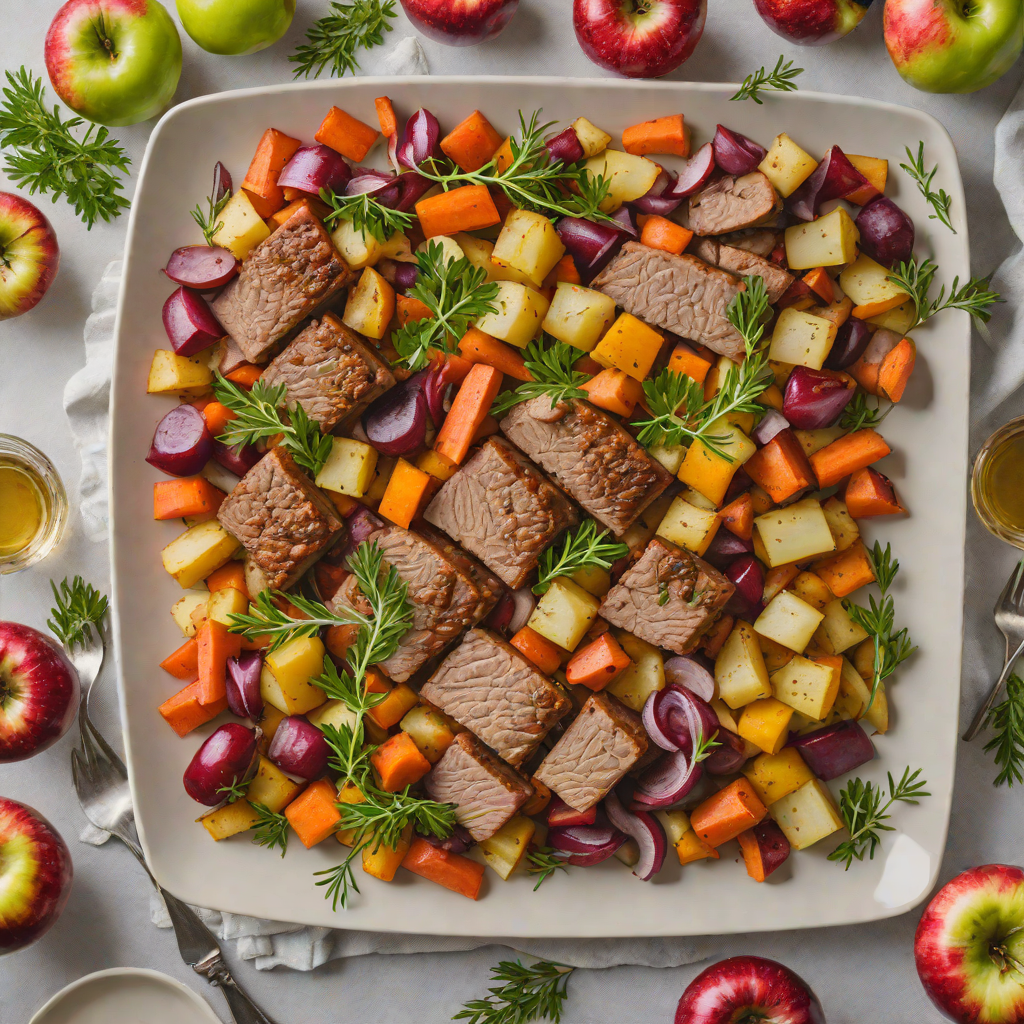 Illinois Apple and Sausage Sheet Pan Roast with Root Vegetables