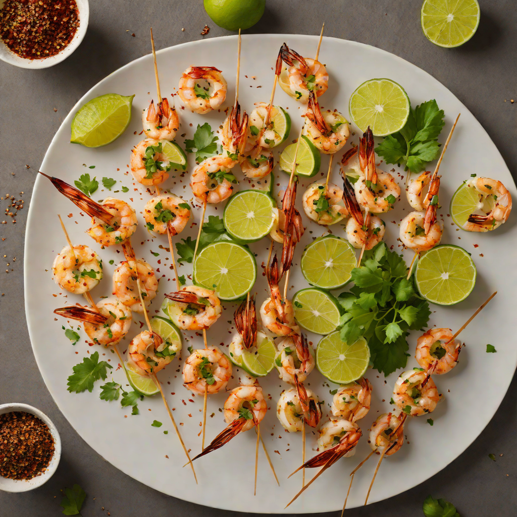 Charred Mezcal-Lime Shrimp Skewers with Chili Salt