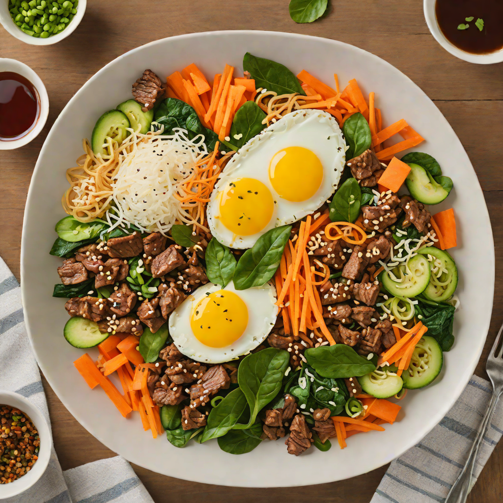 One-Pot Korean Beef Bibimbap with Spinach and Carrots
