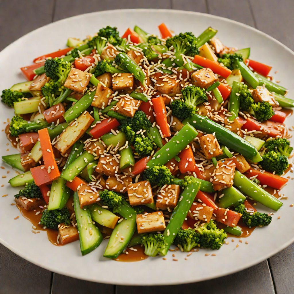 Vegetable Stir-Fry with Ginger-Soy Glaze and Toasted Sesame Seeds