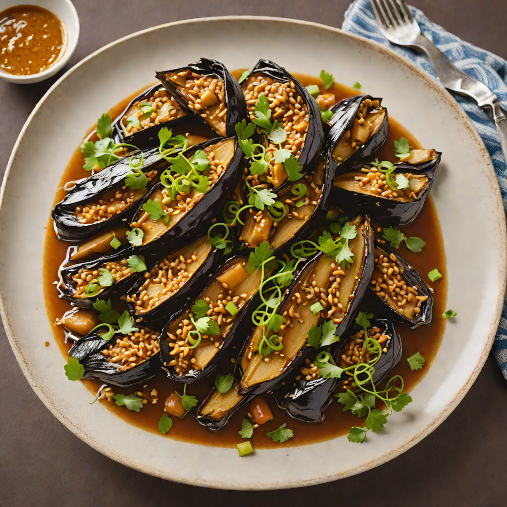 Miso-Simmered Eggplant with Ginger and Scallions