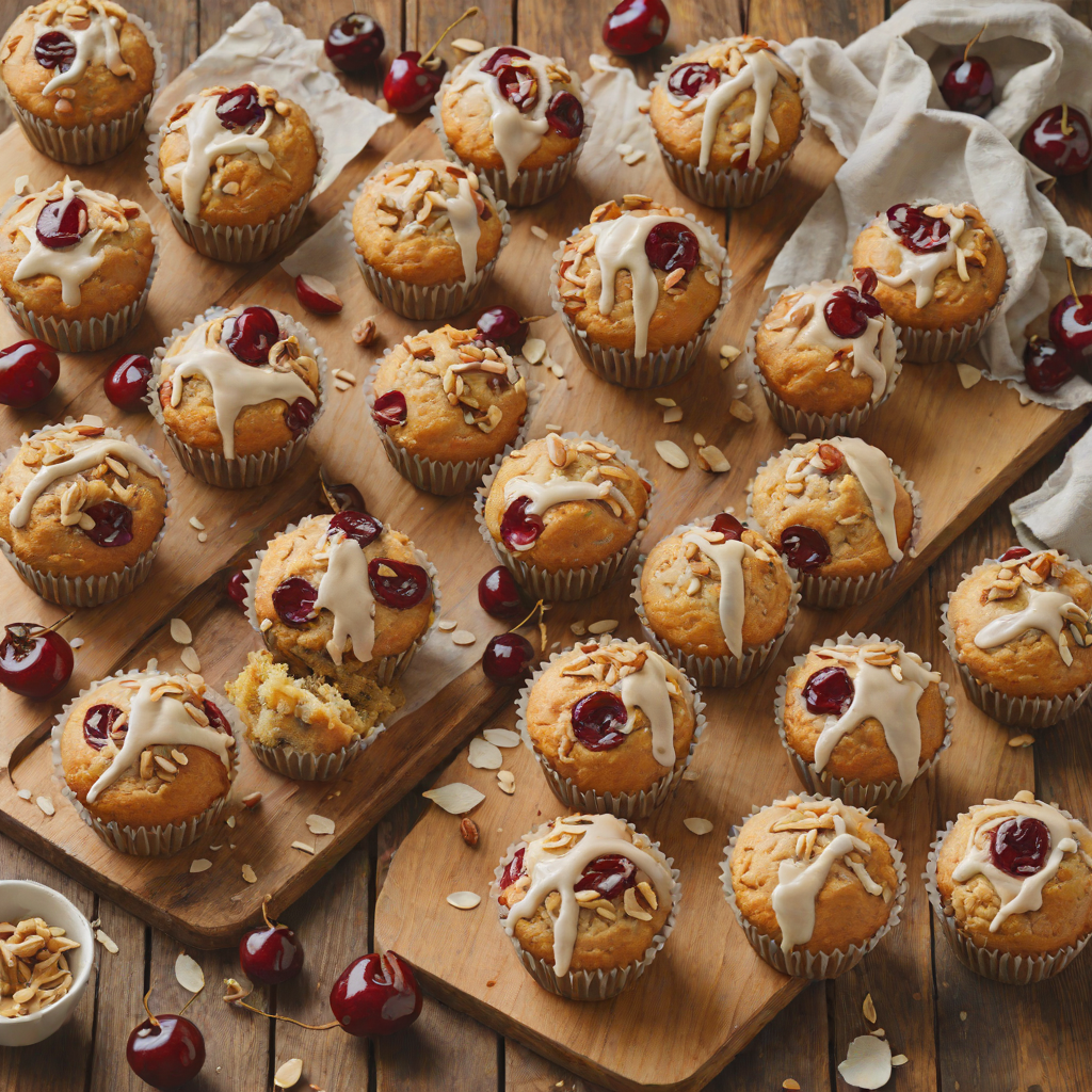 Cherry Almond Muffins with Brown Butter Glaze