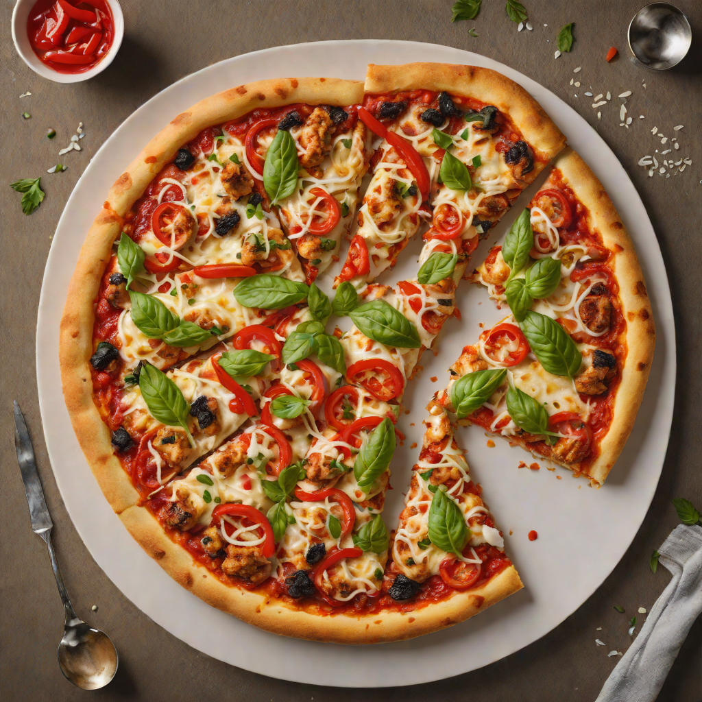 Pan-Fried Spicy Chicken and Roasted Red Pepper Pizza